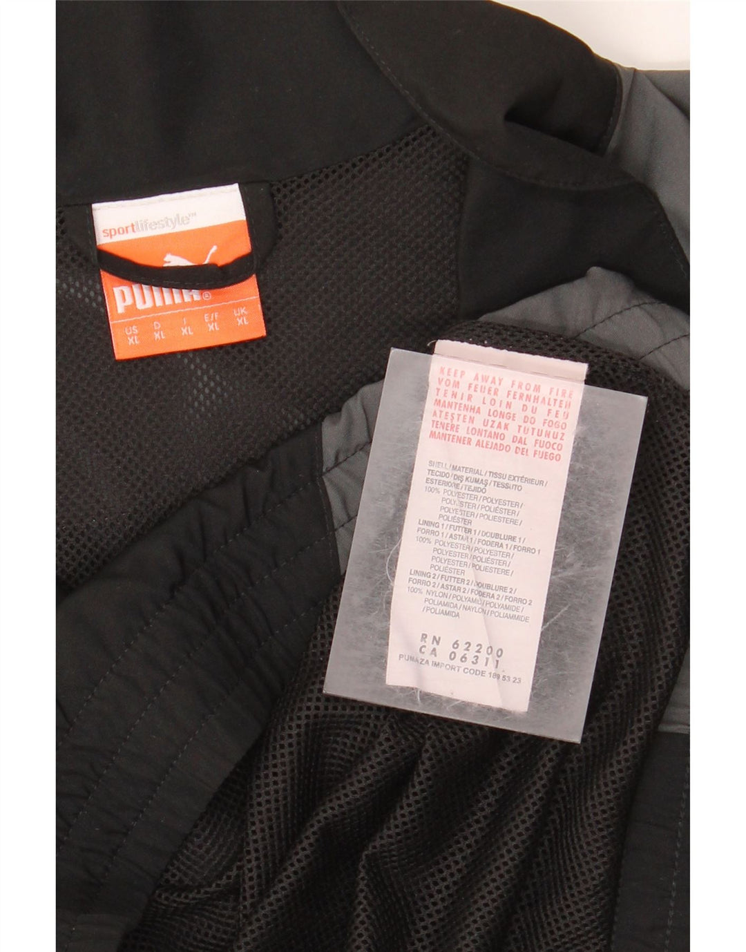 PUMA Mens Tracksuit Top Jacket XL Preto Colourblock Poliéster