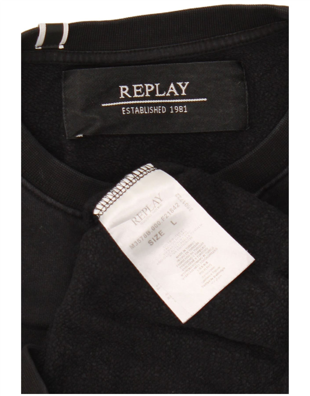 Replay moletom feminino jumper UK 16 grande algodão preto