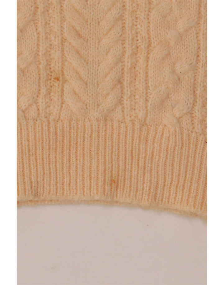 Suéter feminino Zara com gola redonda, Reino Unido 16, grande lã bege