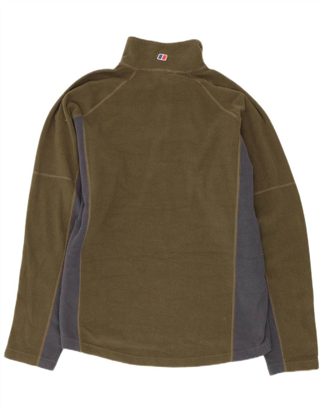 Berghaus Suéter masculino de lã com zíper e gola média cáqui poliéster colorblock
