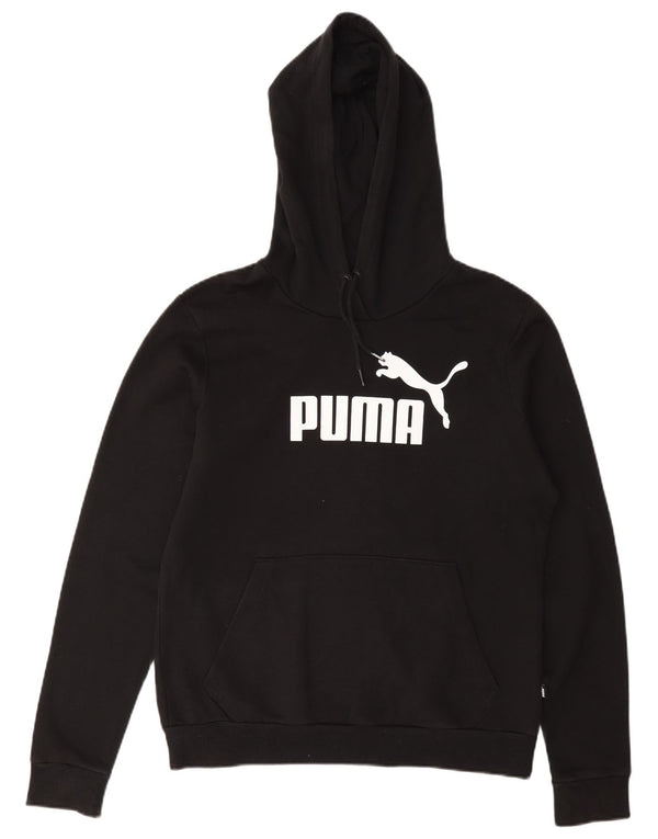 Puma feminino gráfico moletom com capuz Reino Unido 14 grande algodão preto