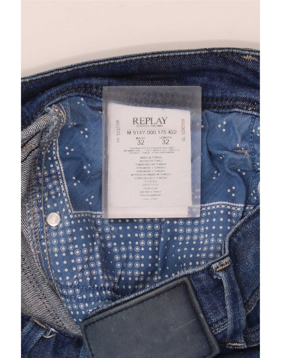Replay Jeans Slim Masculino W32 L32 Azul Algodão