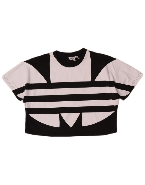 Camiseta Adidas Feminina Oversized Crop Graphic Top UK 4 XS Algodão Preto