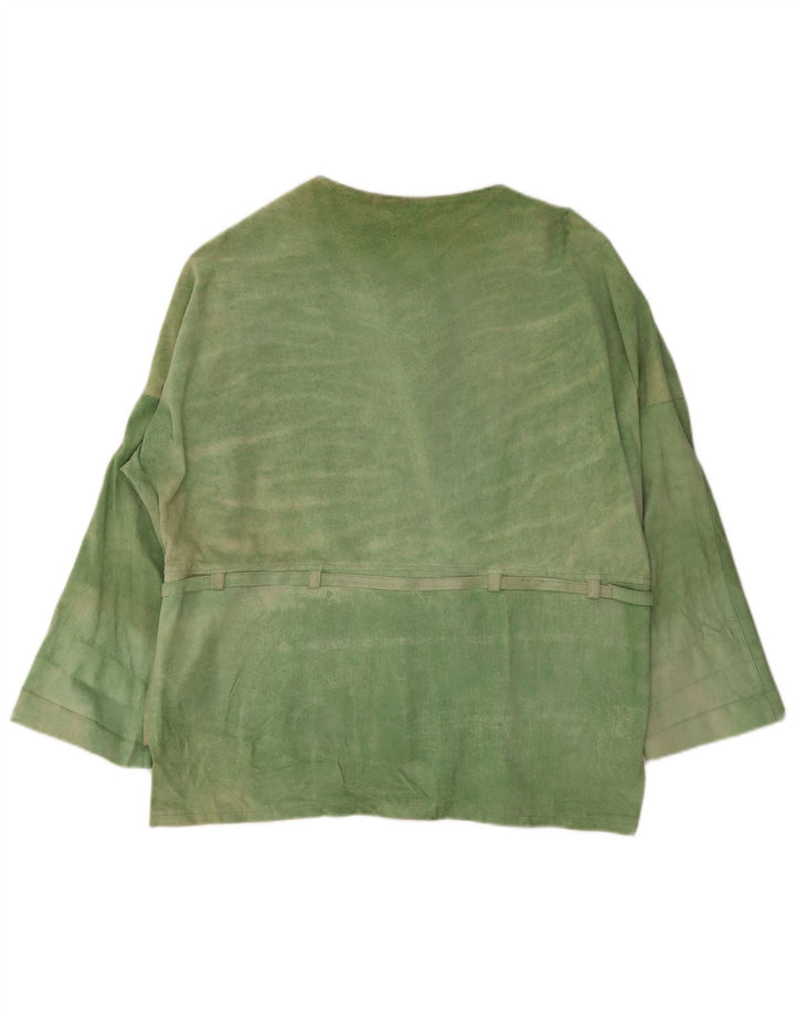 Jaqueta de camurça feminina vintage UK 20 2XL verde
