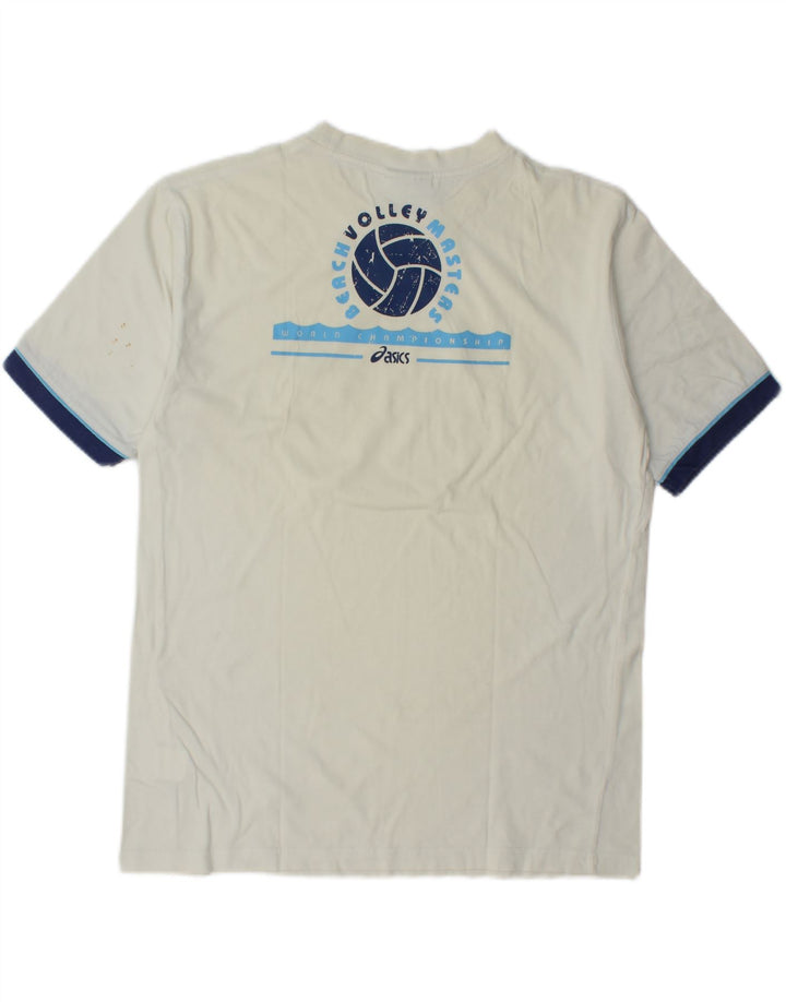 Camiseta gráfica masculina Asics Top grande algodão colorblock branco