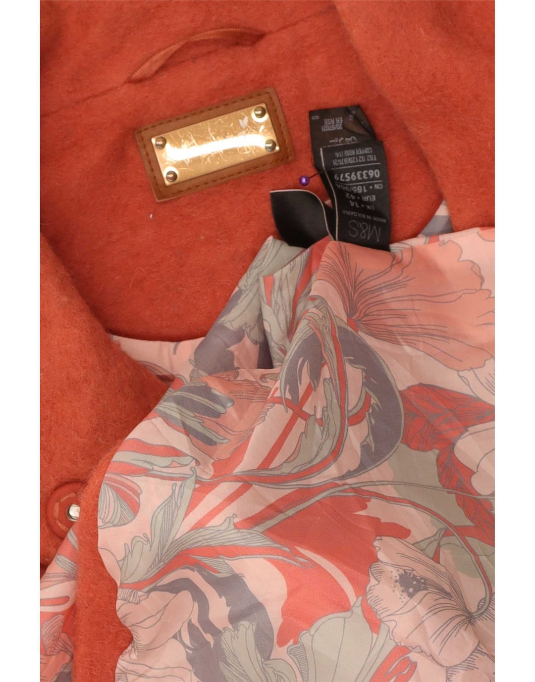 Sobretudo feminino Marks & Spencer UK 14 grande lã rosa