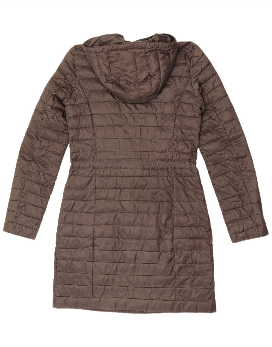 Casaco acolchoado com capuz feminino Massimo Dutti UK 10 pequeno poliéster cáqui