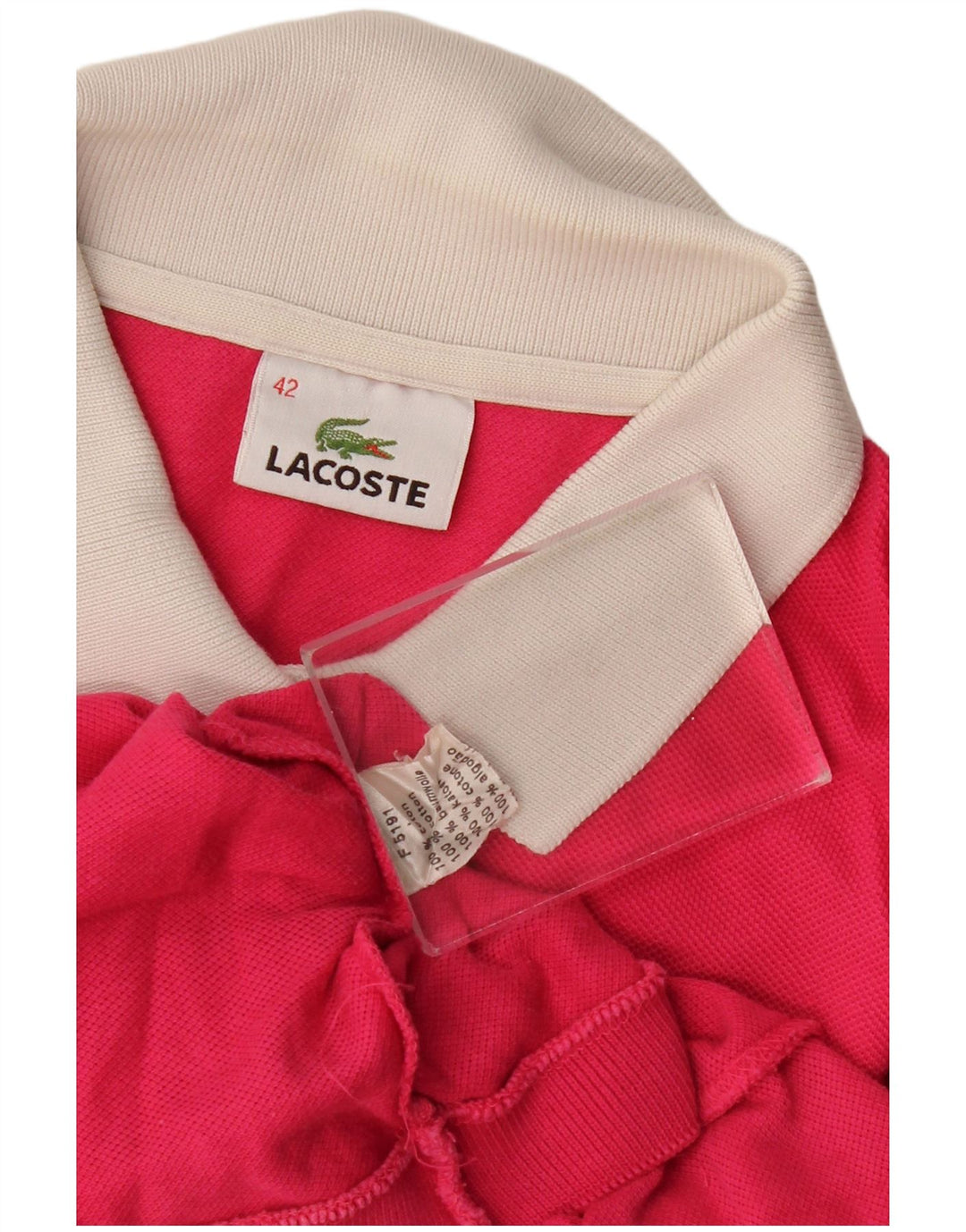 LACOSTE Womens Polo Shirt Size 42 Large Pink Colourblock Cotton Vintage Lacoste and Second-Hand Lacoste from Messina Hembry 