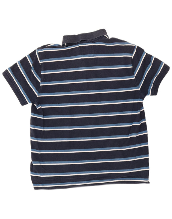 Camisa polo masculina XL da Crew Clothing azul marinho listrada de algodão