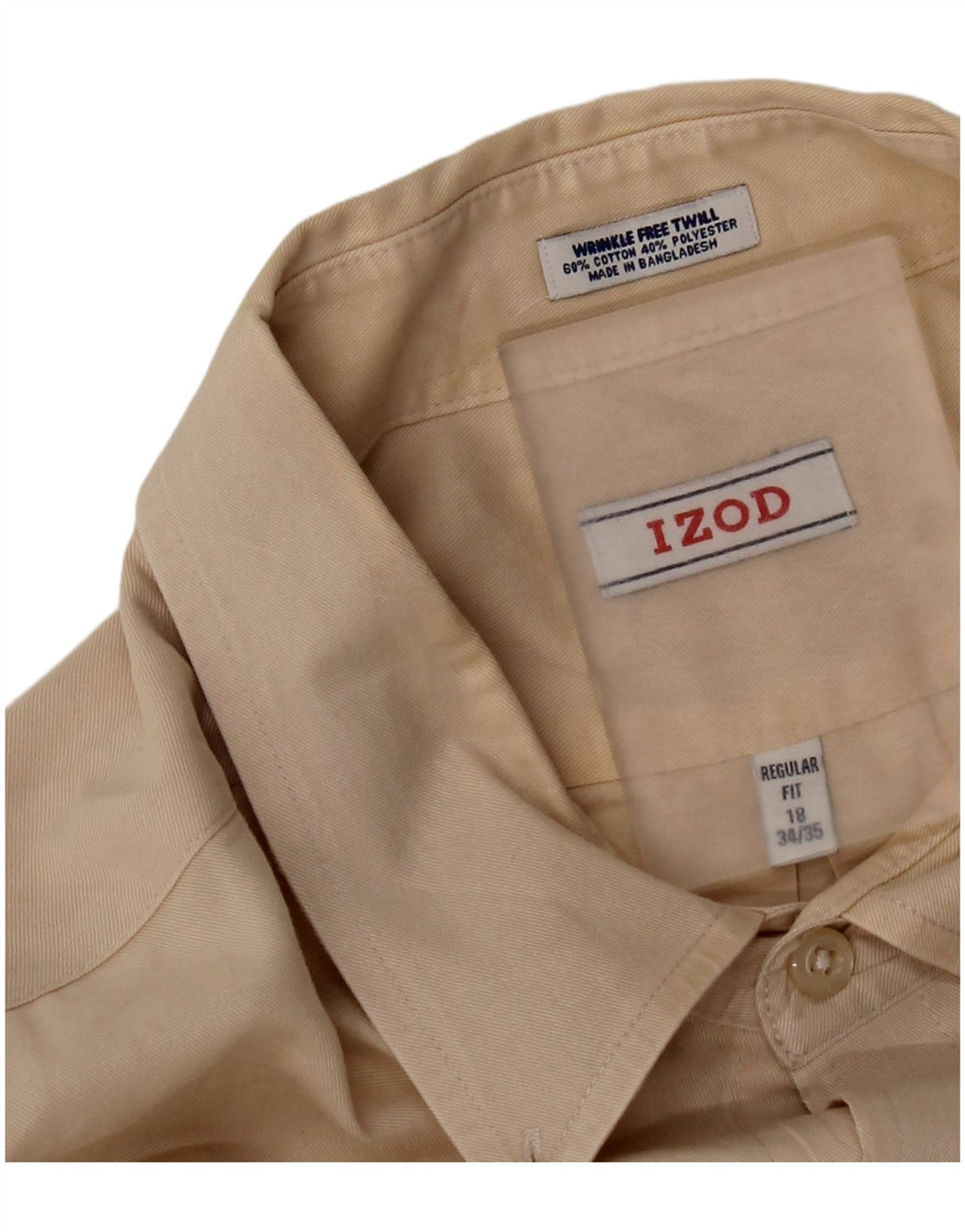 Camisa masculina Izod de ajuste regular tamanho 18 2XL algodão bege