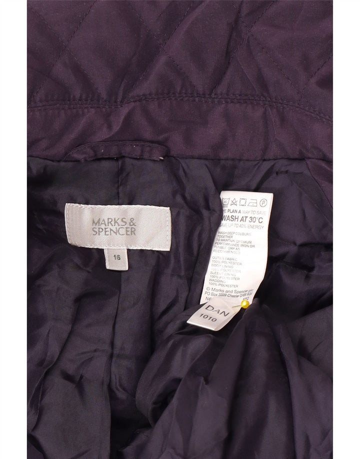 Jaqueta acolchoada feminina Marks & Spencer Reino Unido 16 grande poliéster roxo