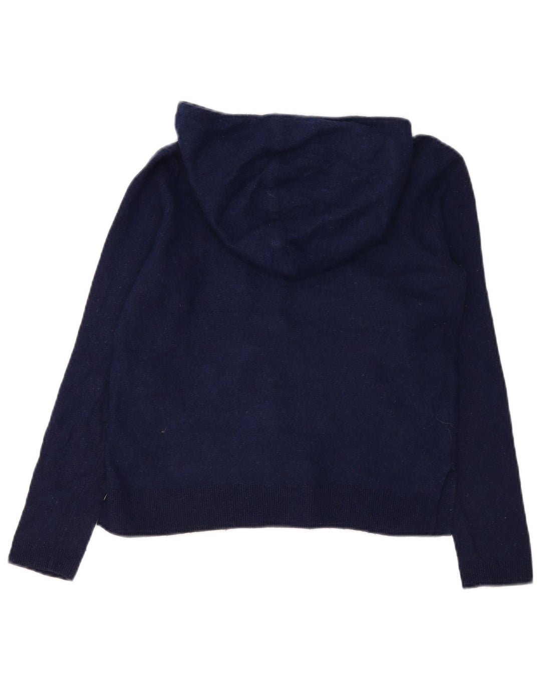 Suéter feminino Massimo Dutti com capuz Reino Unido 10 pequeno lã azul marinho