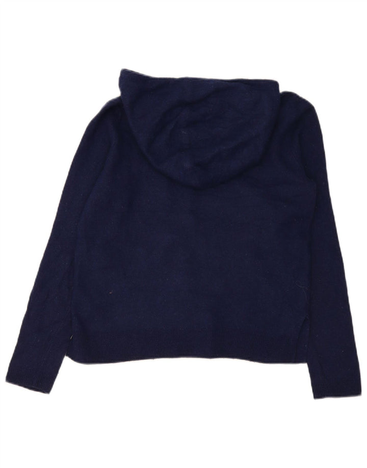 Suéter feminino Massimo Dutti com capuz Reino Unido 10 pequeno lã azul marinho