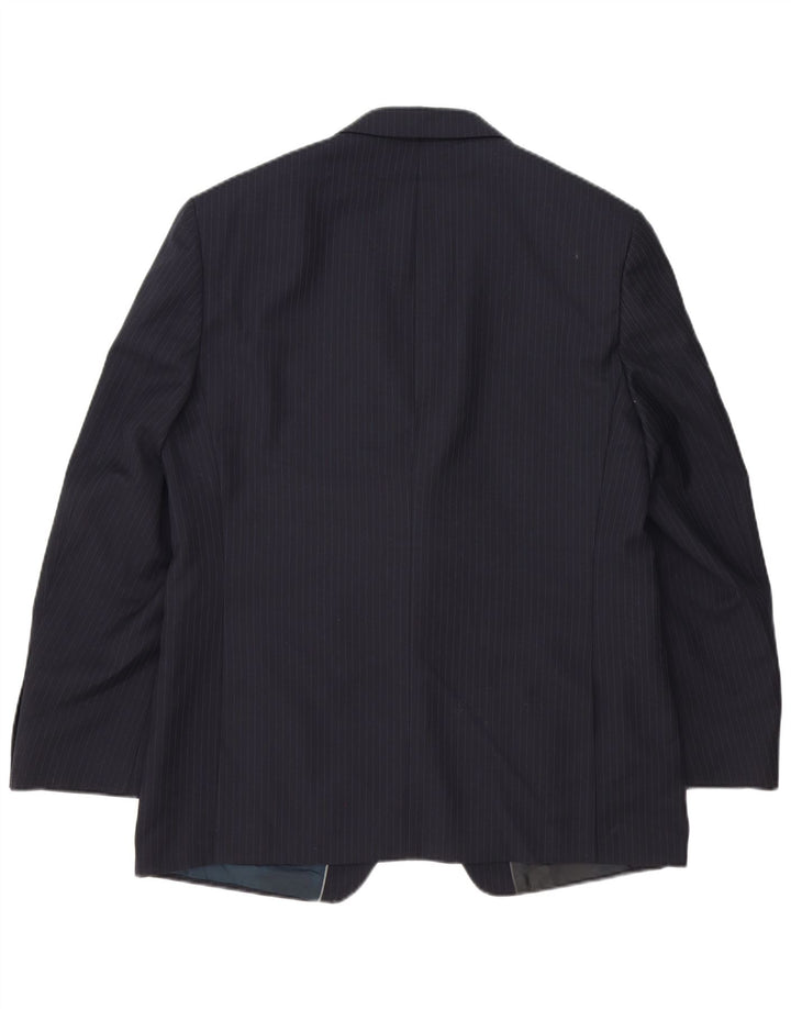 Jaqueta blazer masculina de 2 botões Marks & Spencer Reino Unido 42 XL risca de giz azul marinho