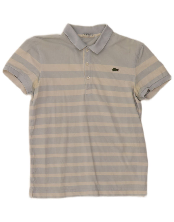 Camisa polo masculina Lacoste Slim Fit tamanho 2 XS algodão listrado azul