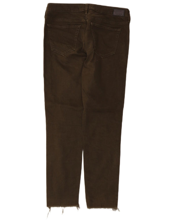 Zara Feminino Z1975 Crop Slim Jeans EU 38 Pequeno W28 L26 Caqui