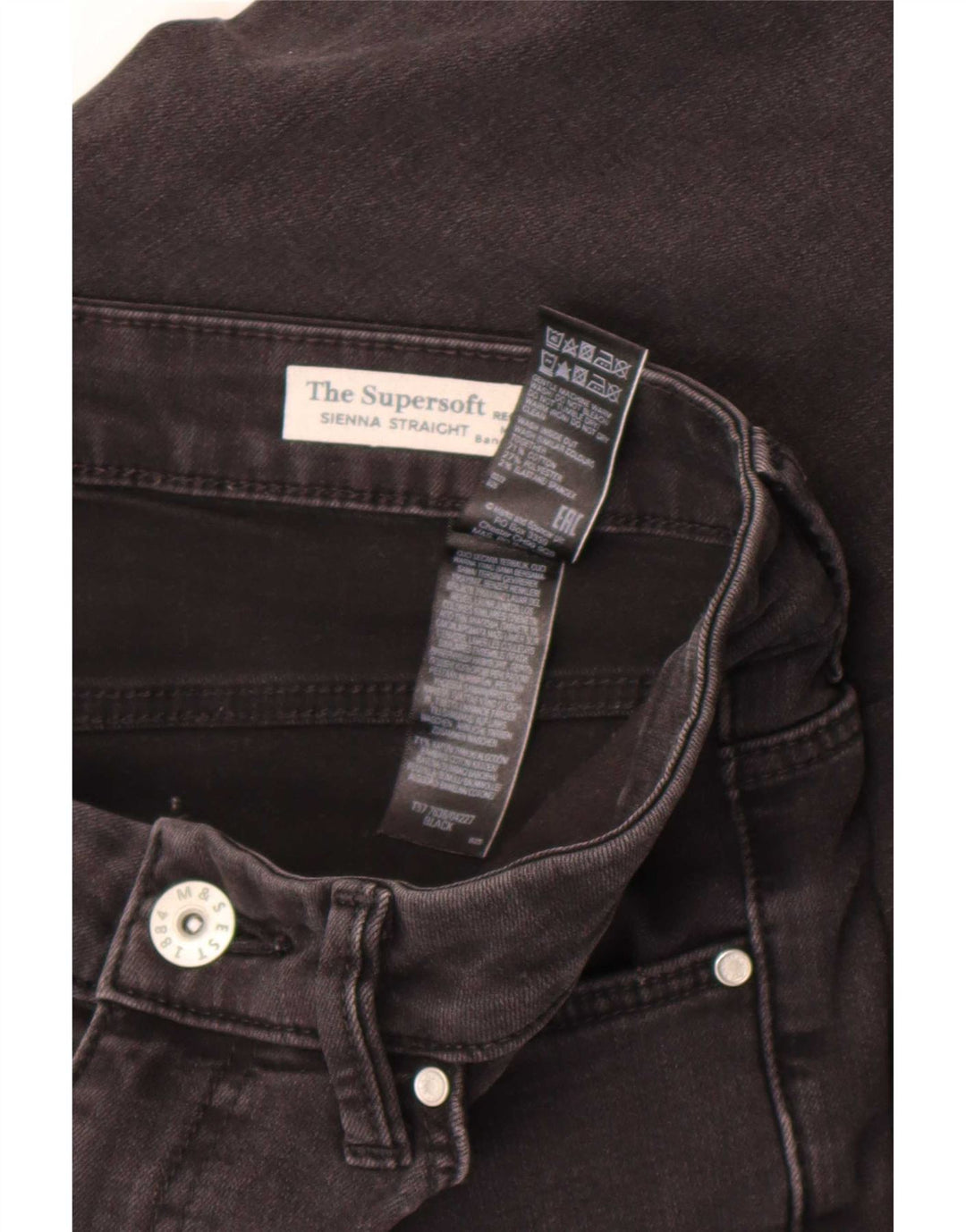 Calça Jeans Marks & Spencer Sienna Straight Feminina UK 12 Médio W30 L30 Preto