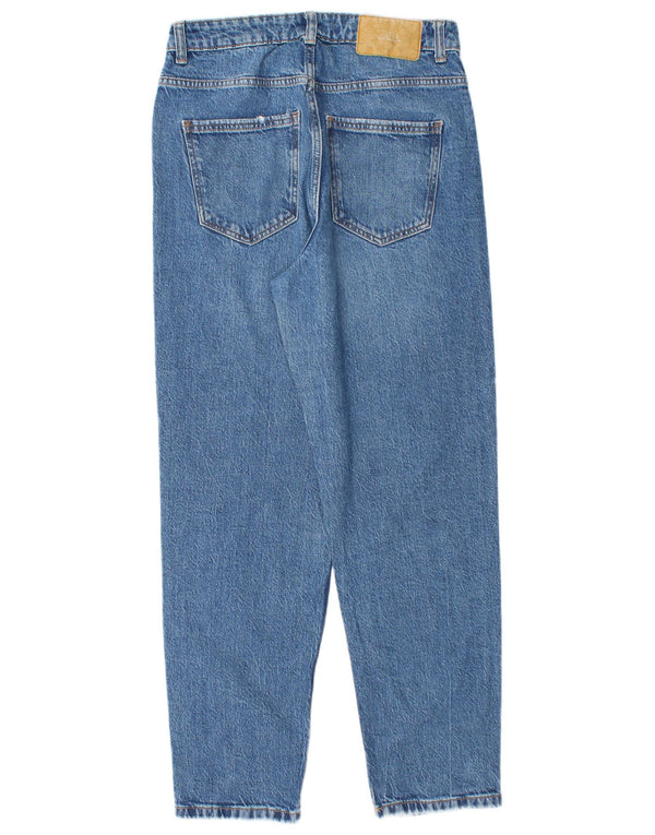 ZARA Jeans feminino de cintura alta cônico UE 38 pequeno W28 L28 azul
