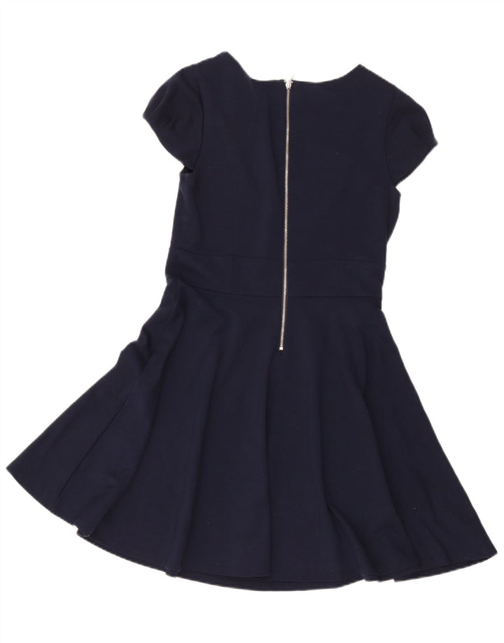 Vestido feminino Oasis A-Line UK 10 pequeno poliéster azul marinho