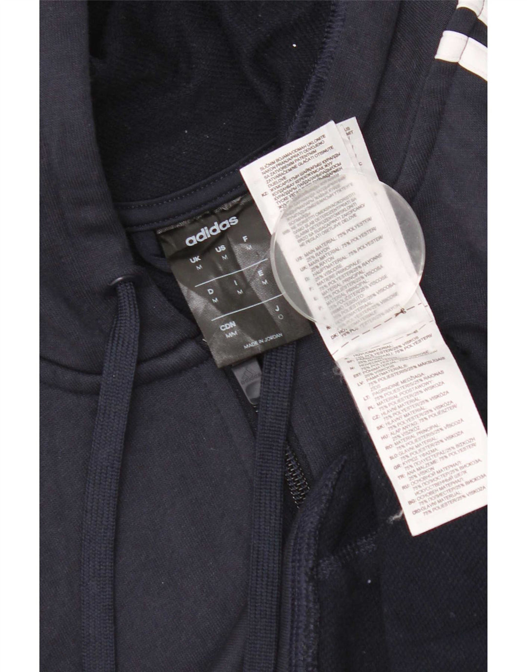 Suéter masculino Adidas Climalite Zip com capuz médio azul marinho poliéster