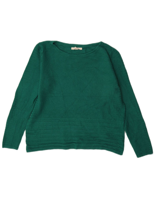 Suéter feminino grande com gola canoa White Stuff Reino Unido 10 pequeno verde