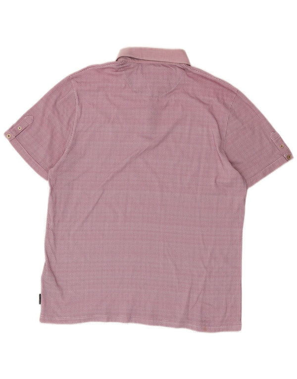 Camisa polo masculina Ted Baker tamanho 6 2XL algodão geométrico rosa
