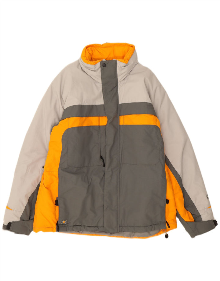 Jaqueta de esqui masculina Columbia com capuz UK 40 grande cinza colorblock poliamida