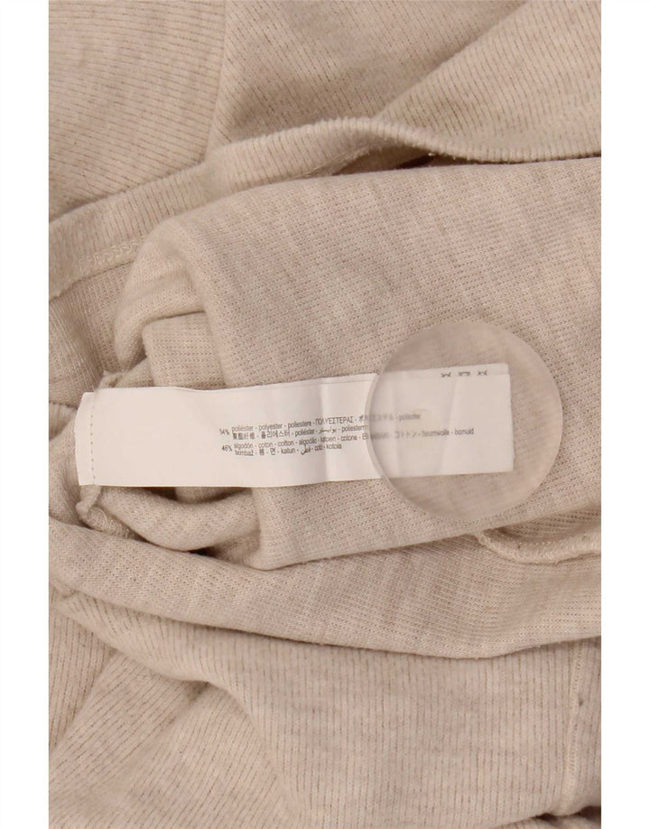 Zara Vestido feminino manga 3/4 Reino Unido 14 poliéster bege médio