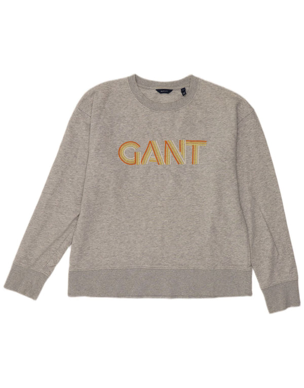 Suéter gráfico feminino Gant UK 14 algodão cinza médio