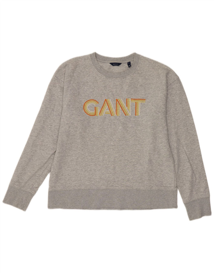 Suéter gráfico feminino Gant UK 14 algodão cinza médio