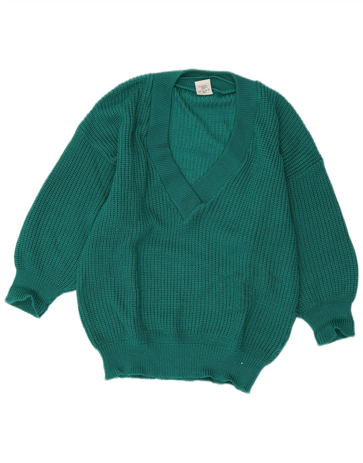 Suéter feminino ECCO oversized com decote em V UE 40/42 acrílico verde médio