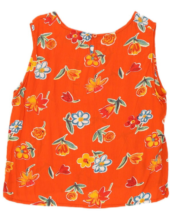 Colete feminino Amaranto UK 14 grande viscose floral laranja