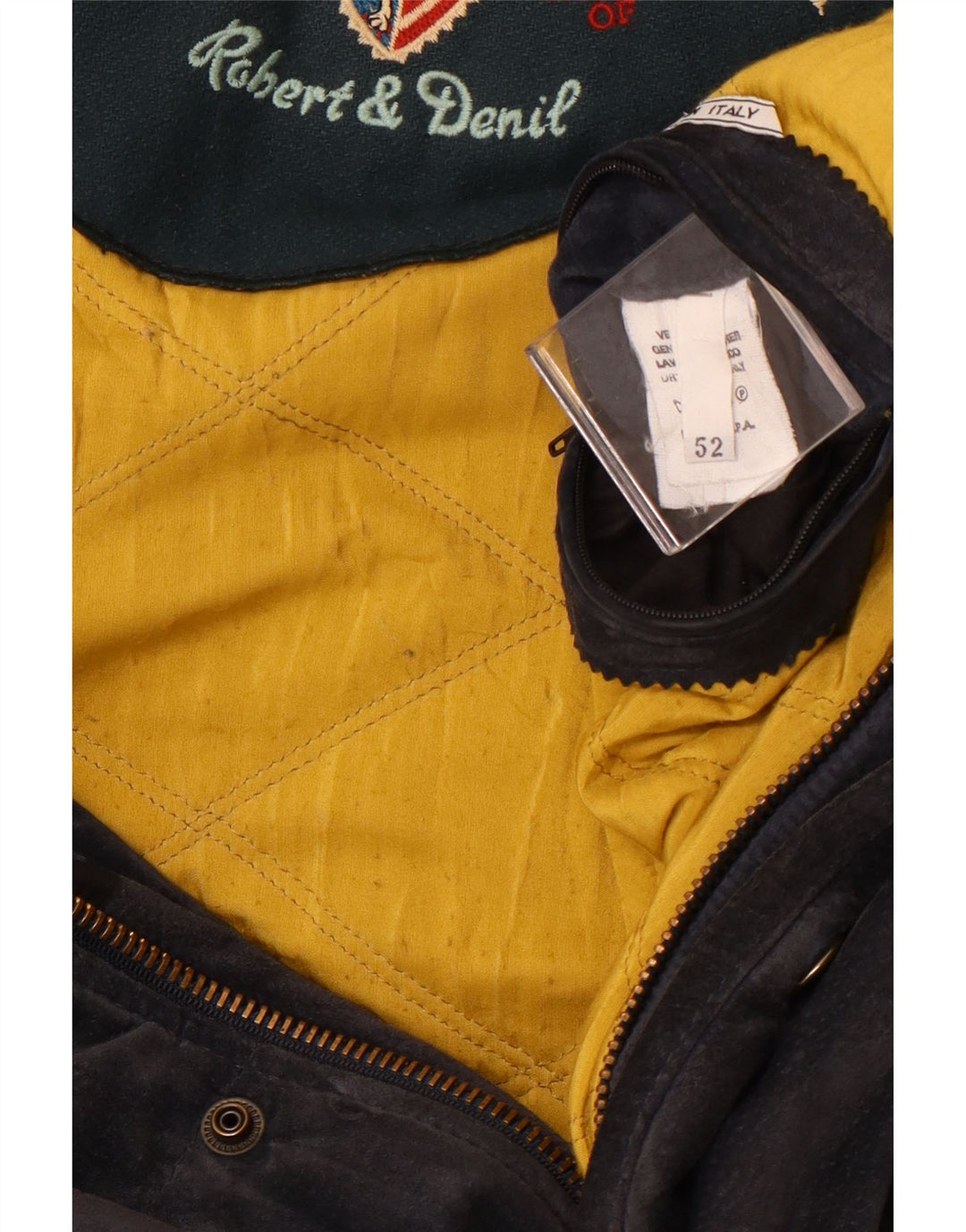 Casaco corta-vento masculino vintage em camurça IT 52 XL couro azul marinho