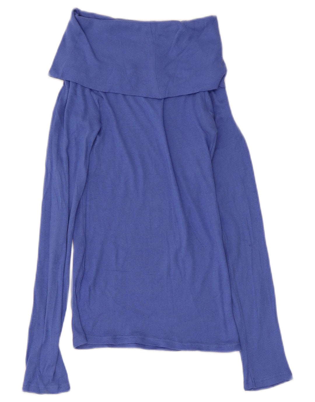 Zara Top feminino com gola redonda e manga comprida Reino Unido 8 pequeno azul