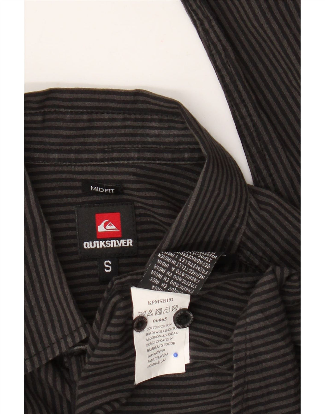 Camisa masculina Quiksilver Mid Fit pequena listrada cinza de algodão