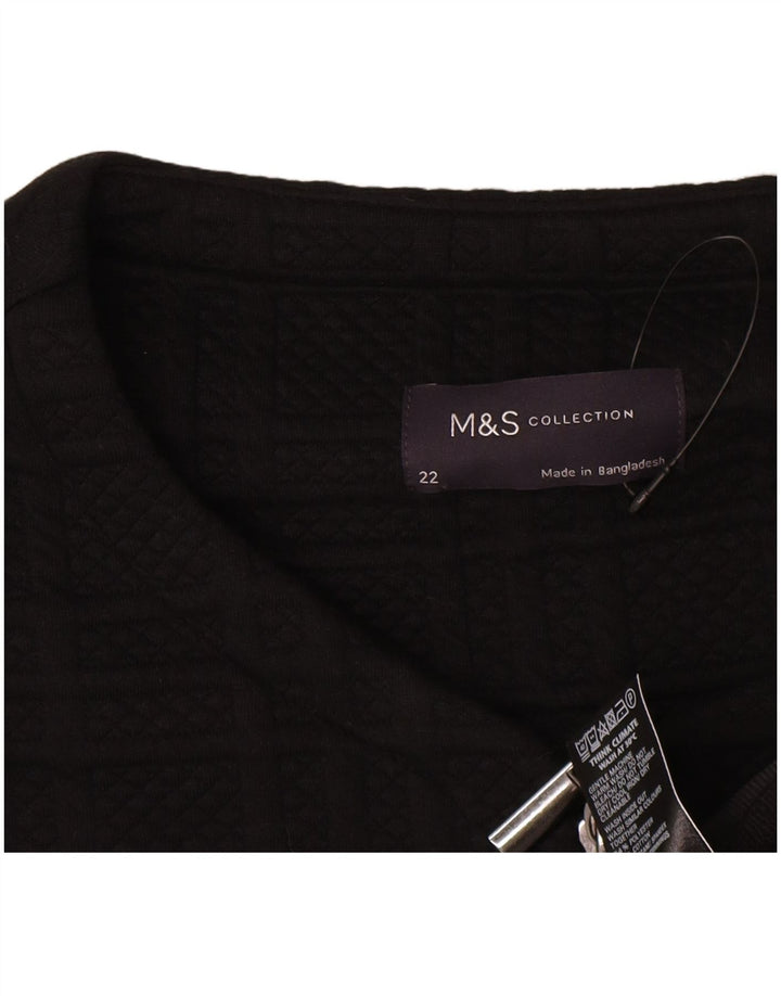 Jaqueta blazer feminina Marks & Spencer com zíper completo Reino Unido 22 3XL preto xadrez