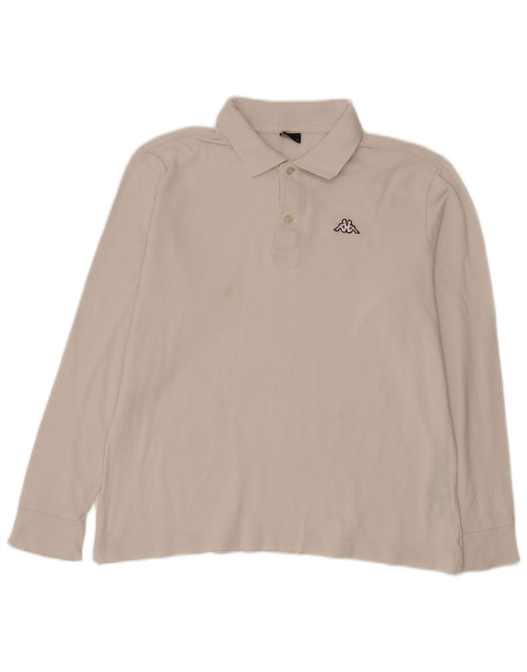 Camisa polo masculina de manga comprida Kappa de algodão branco médio