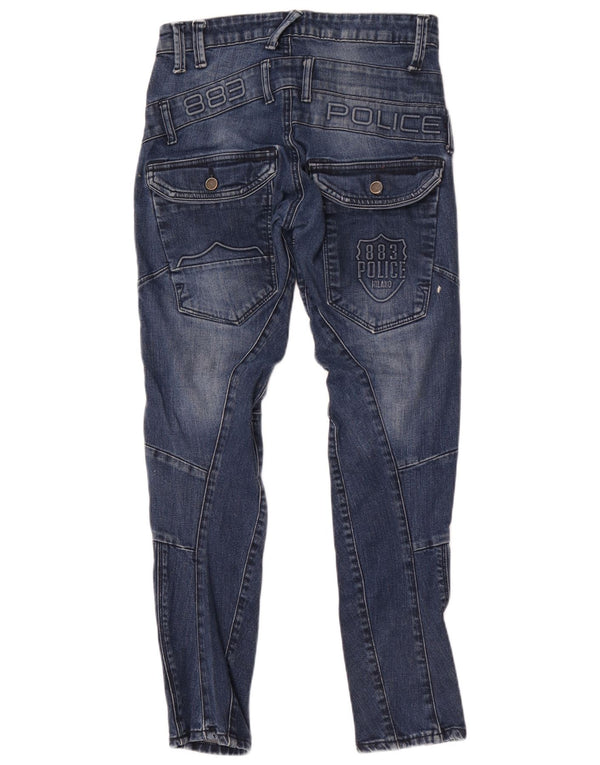 883 Police Mens Graphic Cargo Slim Jeans W28 L29 Algodão Azul