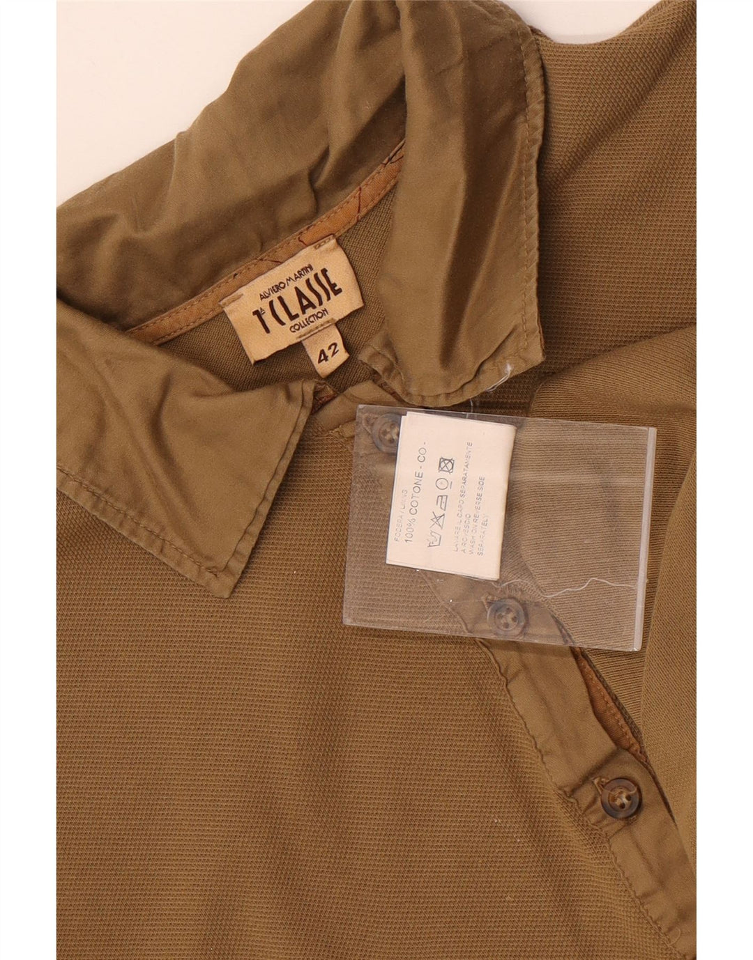 Camisa polo feminina ALVIERO MARTINI IT 42 algodão xadrez cáqui médio