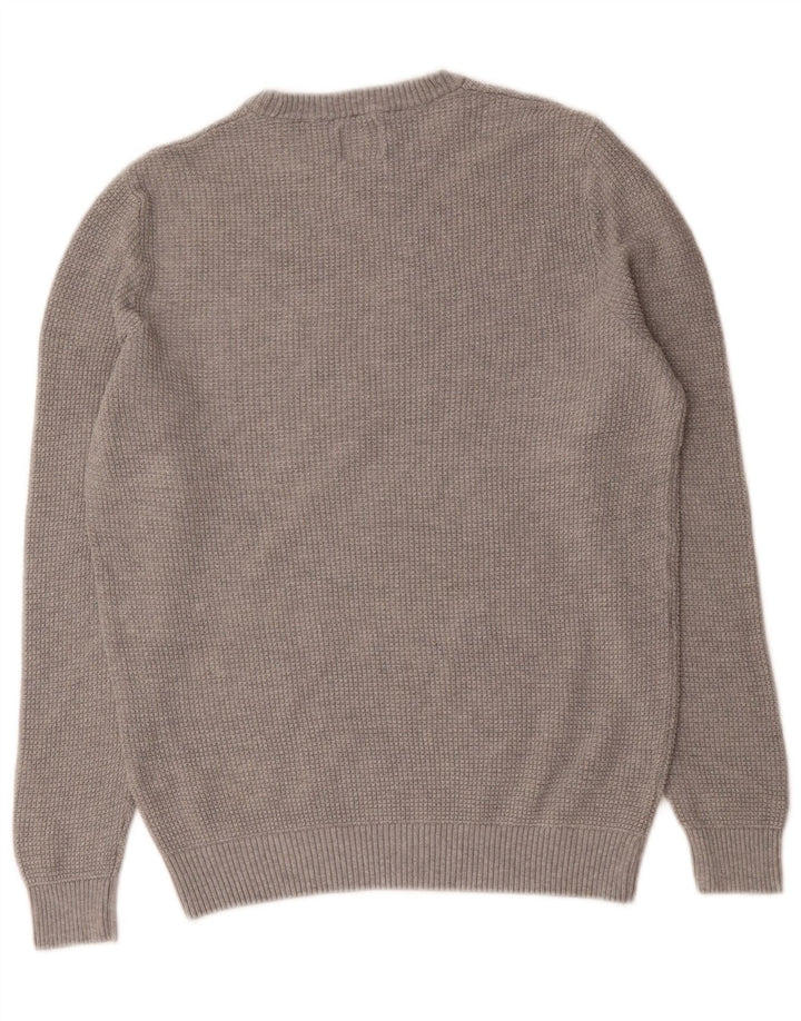 Suéter masculino ZARA com gola redonda e algodão cinza médio