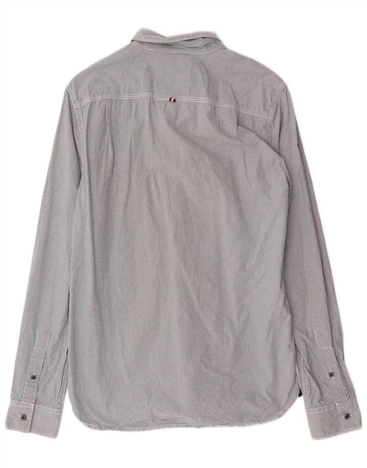 Camisa masculina Superdry algodão guingão azul médio