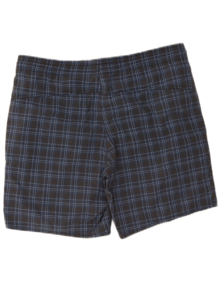 Shorts de natação masculino Adidas pequeno poliéster xadrez azul marinho