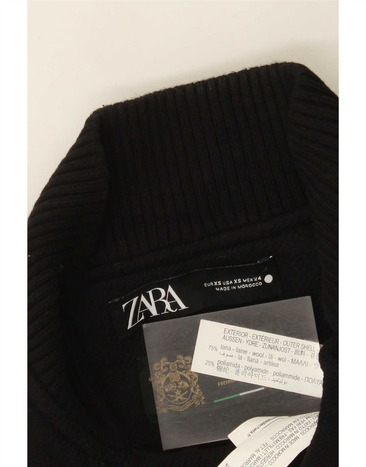 Jaqueta feminina Zara Biker UK 6 XS lã preta