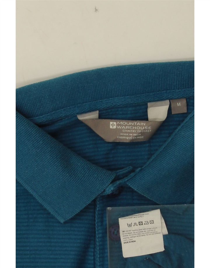 Camisa polo masculina Mountain Warehouse de algodão listrado azul médio