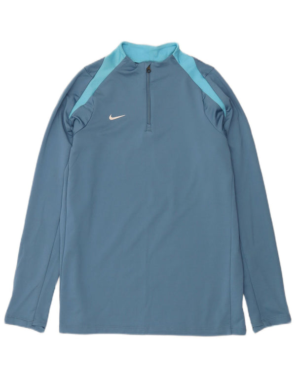 Nike Meninos Dri Fit Slim Zip Neck Pullover Treino Top 13-14 Anos XL Azul