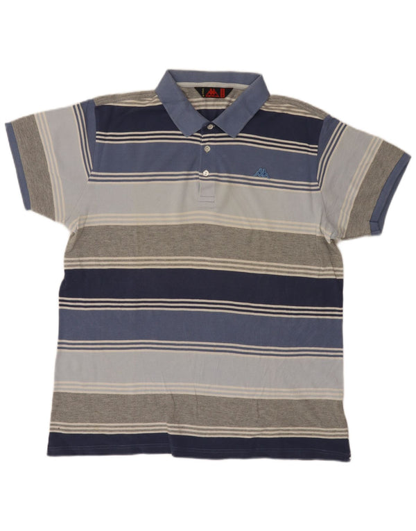 Camisa polo masculina Kappa 2XL algodão listrado azul