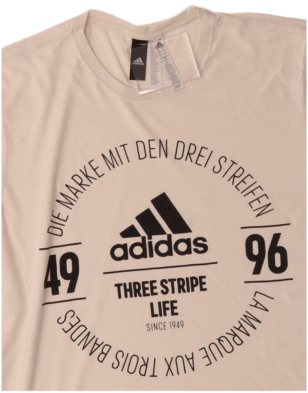 ADIDAS Mens Graphic T-Shirt Top Grande Algodão Branco