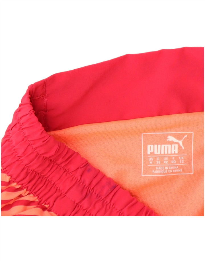 Shorts esportivos femininos Puma UK 12 poliéster listrado rosa médio