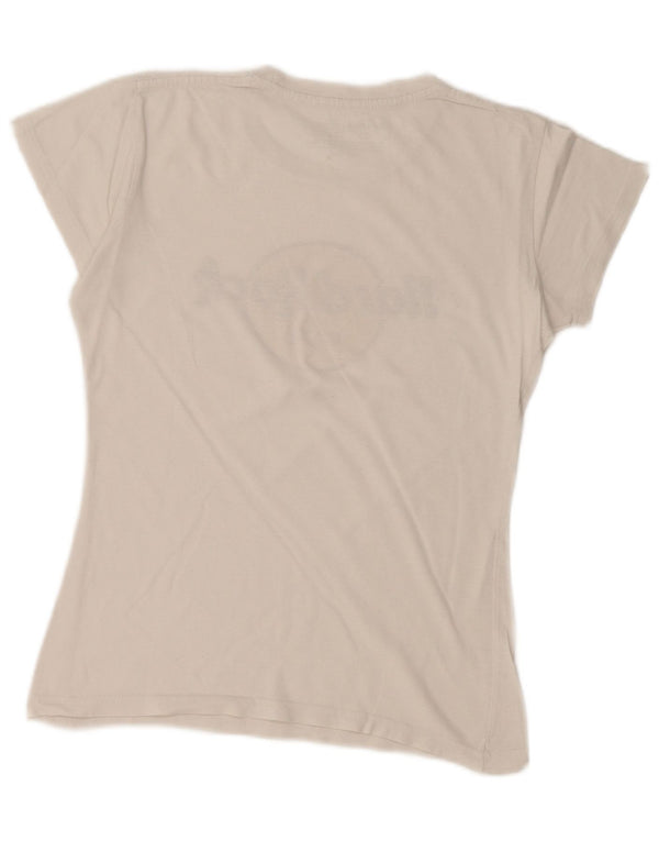 Camiseta feminina HARD ROCK CAFE Paris com estampa gráfica Reino Unido 10 algodão branco pequeno