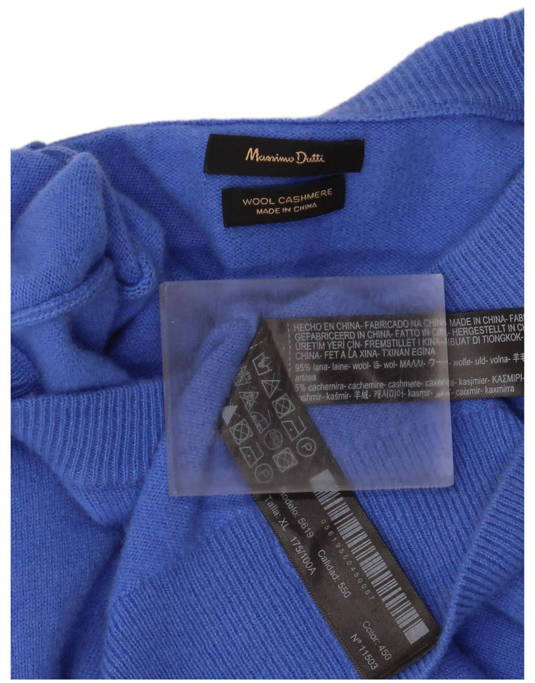 Suéter masculino Massimo Dutti com gola redonda XL lã azul